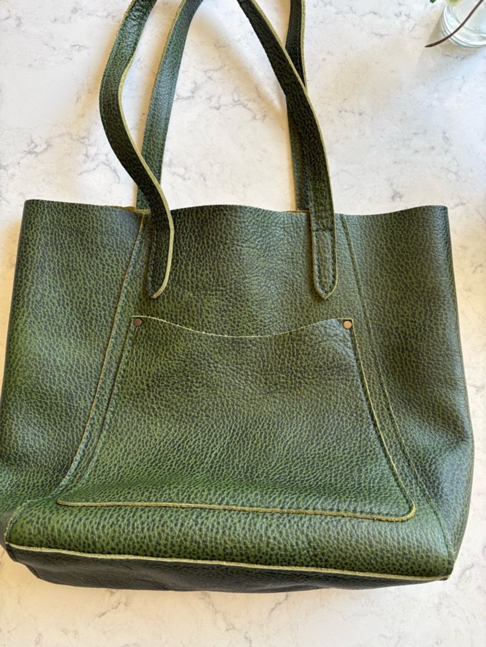 Portland Leather Classic Green Leather Tote Bag Large - Picture 3 of 15